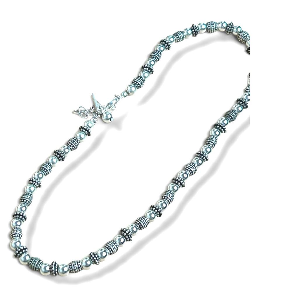 Napier Silver Tone Beaded Choker Necklace Vintage Circa 1990s